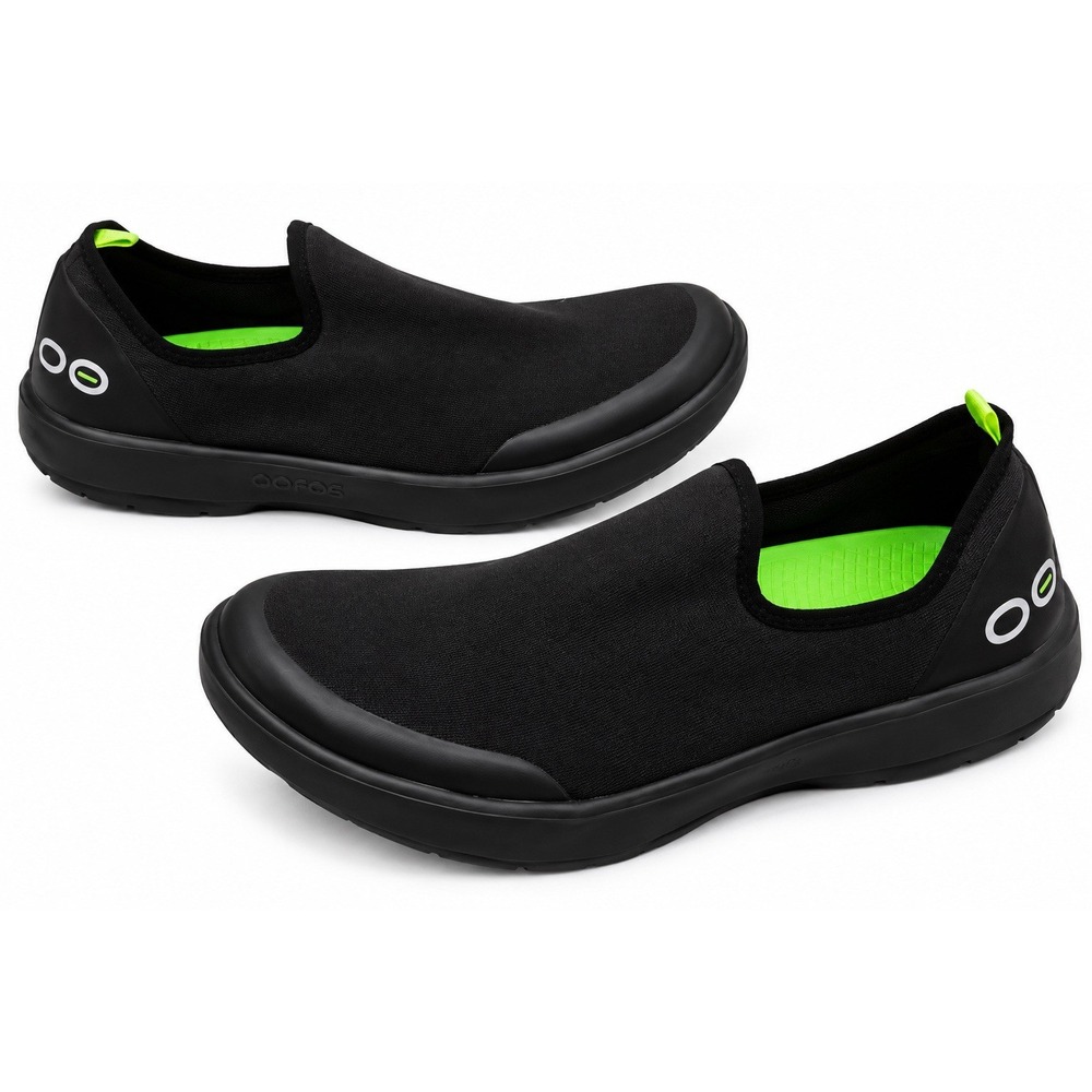 OOFOS OOmg eeZee Low Women's 9 Black Green Recovery Slip On Shoes $130 MSRP